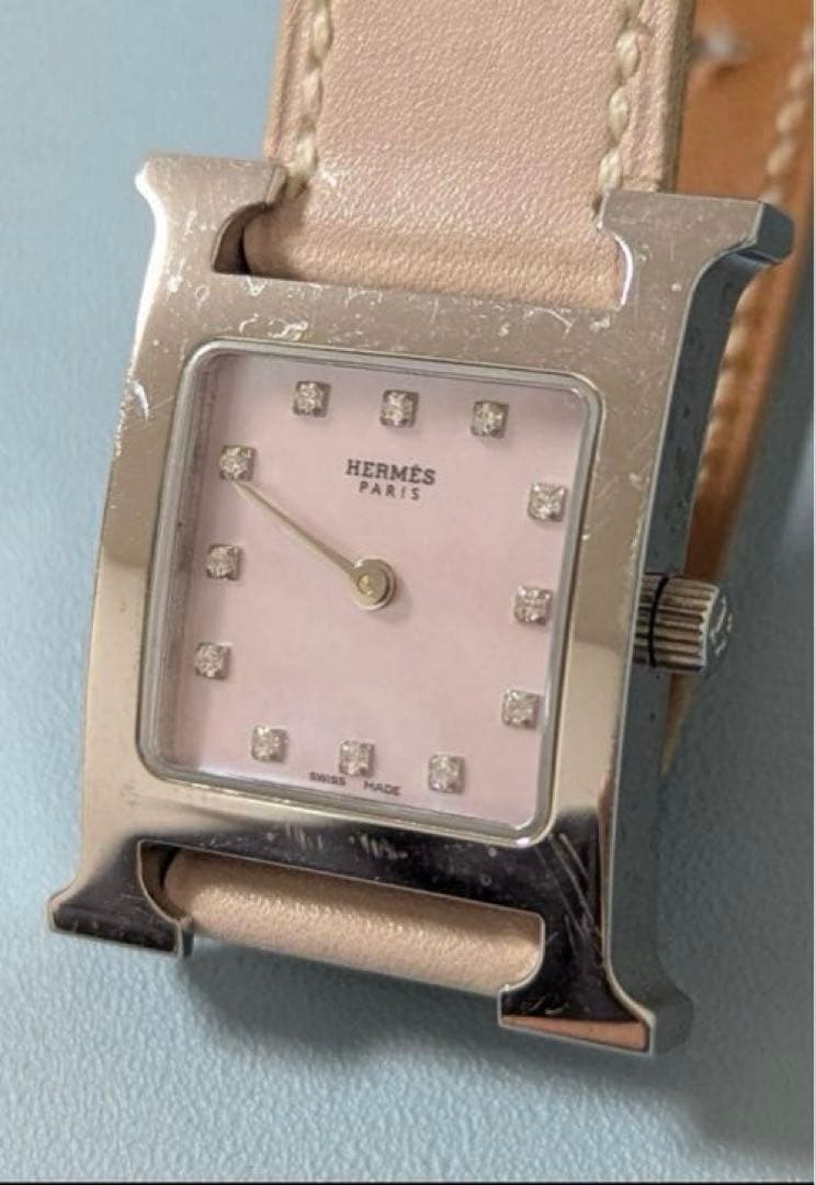 HERMES エルメス ピンク文字盤 時計