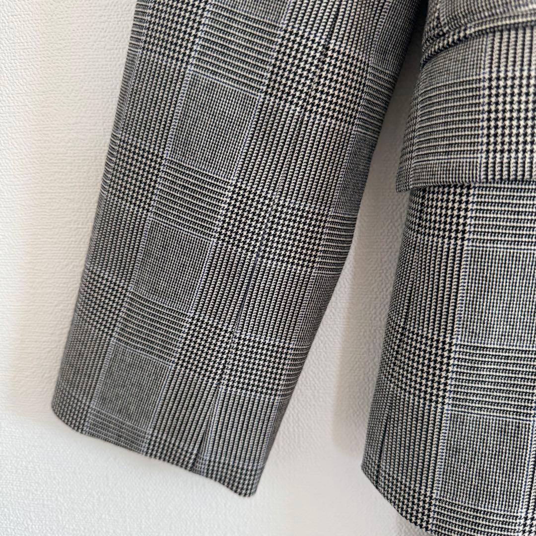 【美品】PLST プラステ　ストレッチ ウォッシャブルノーカラーチェックスーツM