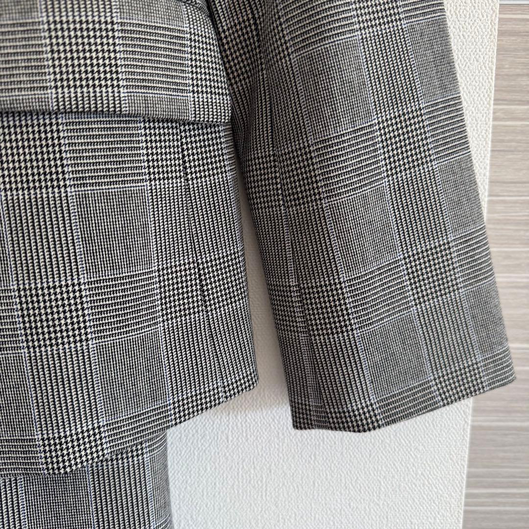 【美品】PLST プラステ　ストレッチ ウォッシャブルノーカラーチェックスーツM