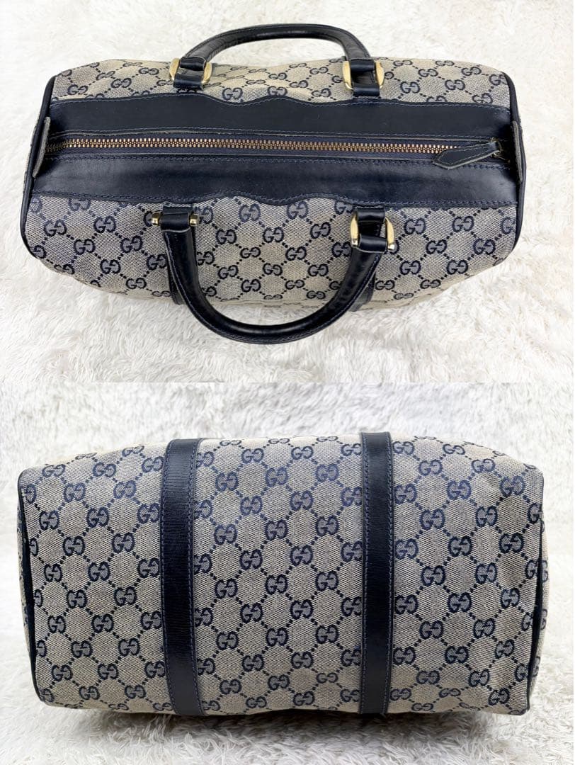 【希少】オールドグッチ GGキャンバス ボストンバッグ ネイビー