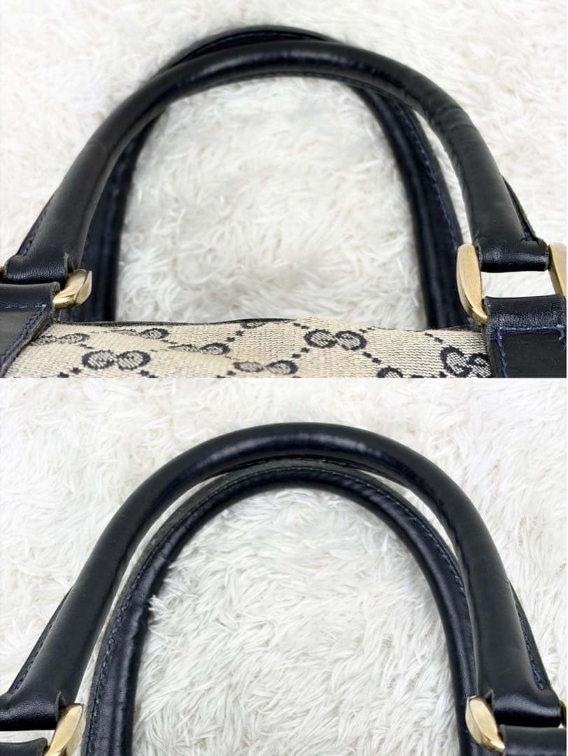 【希少】オールドグッチ GGキャンバス ボストンバッグ ネイビー