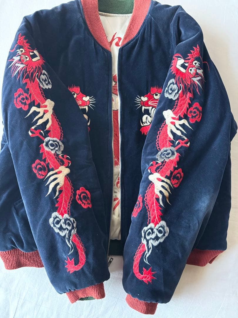 ベー 90's 別珍 テーラー東洋 M品番 スカジャン 赤虎 赤龍 赤鷹