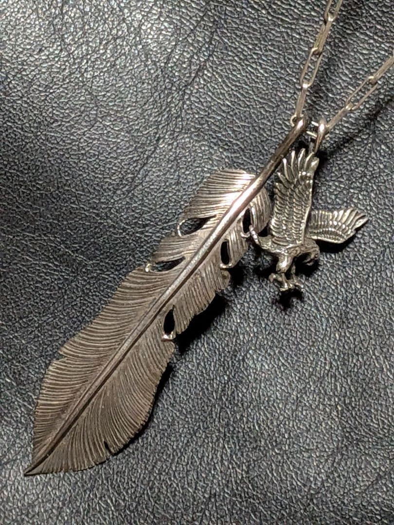 くさおアンティーク　シルバー925 イーグル　フェザー　ネックレス