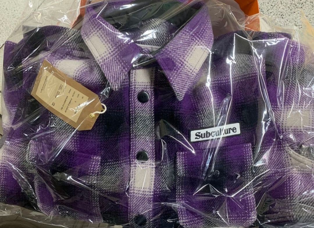 ジャケット・アウター SUBCULTURE OMBRE CHECK JACKET PURPLE