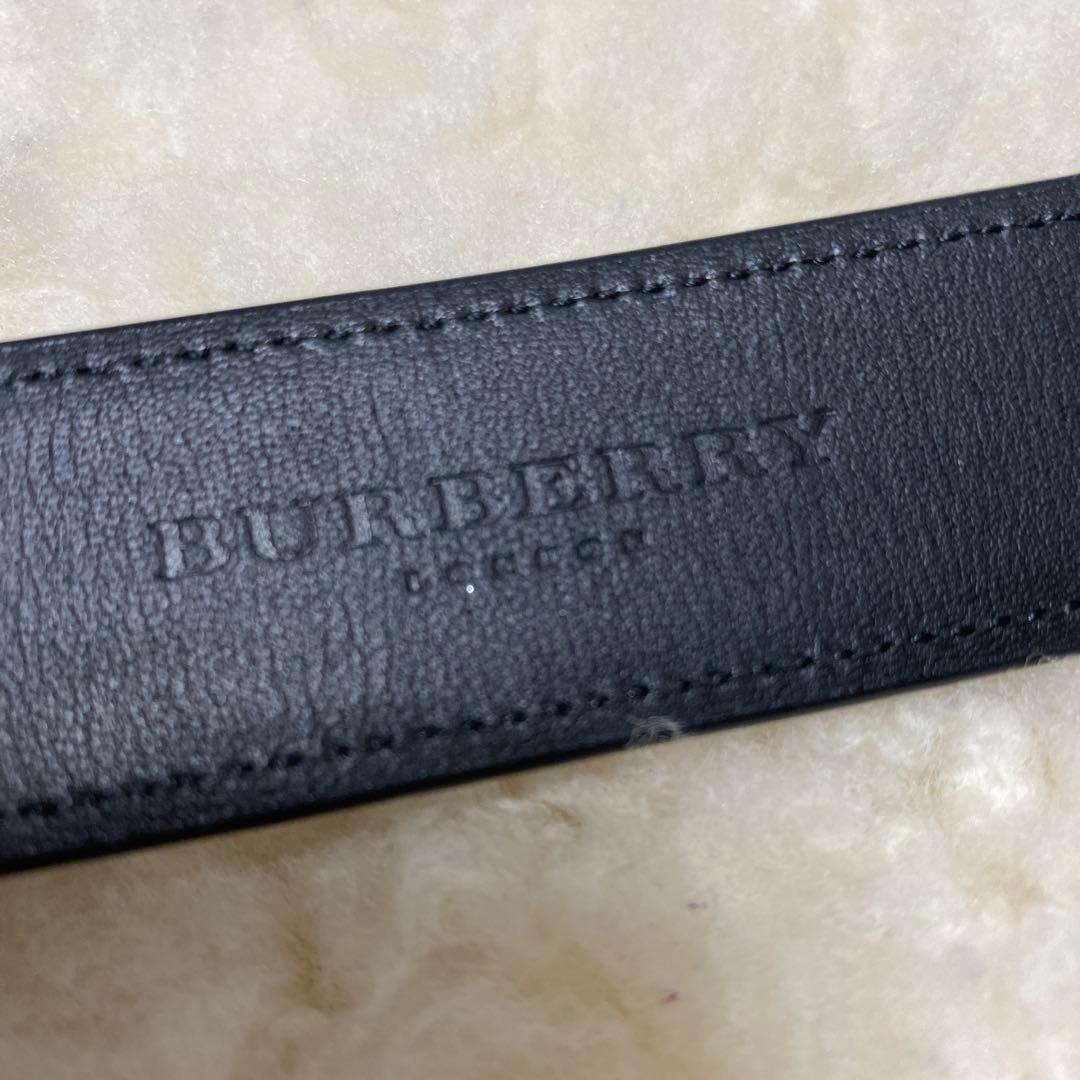 極美品　バーバリー　Burberry　レザーベルト　穴無し　メンズ　ブラック