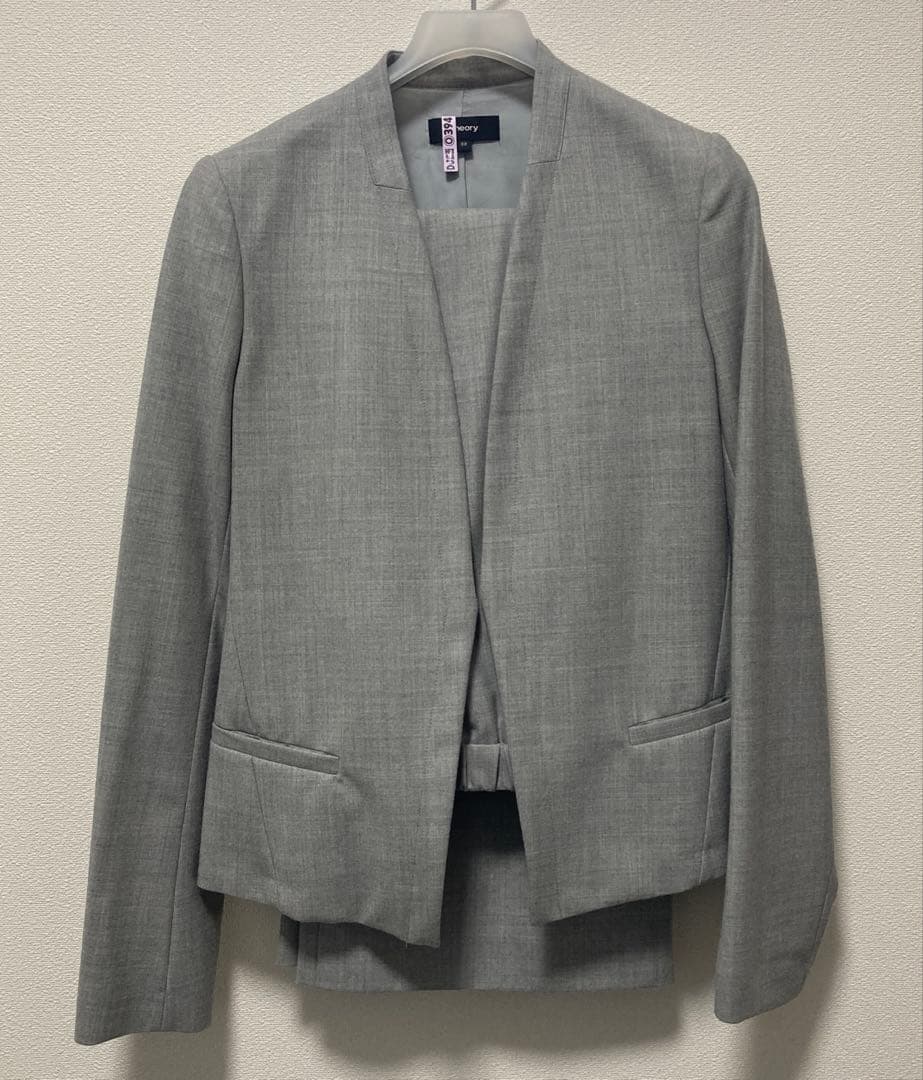 値下げ　セオリー ノーカラー ワイドパンツ スーツ　セットアップ