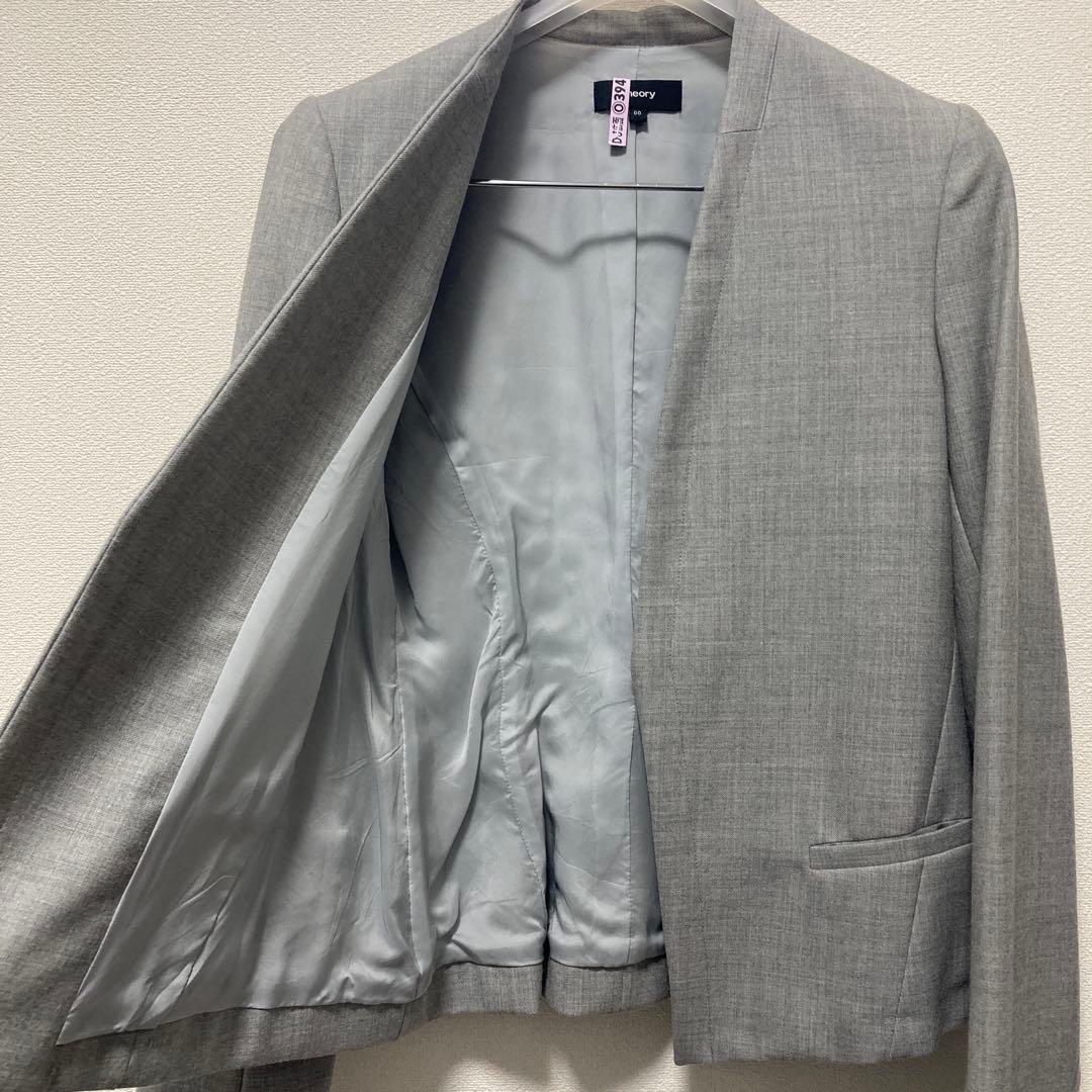 値下げ　セオリー ノーカラー ワイドパンツ スーツ　セットアップ