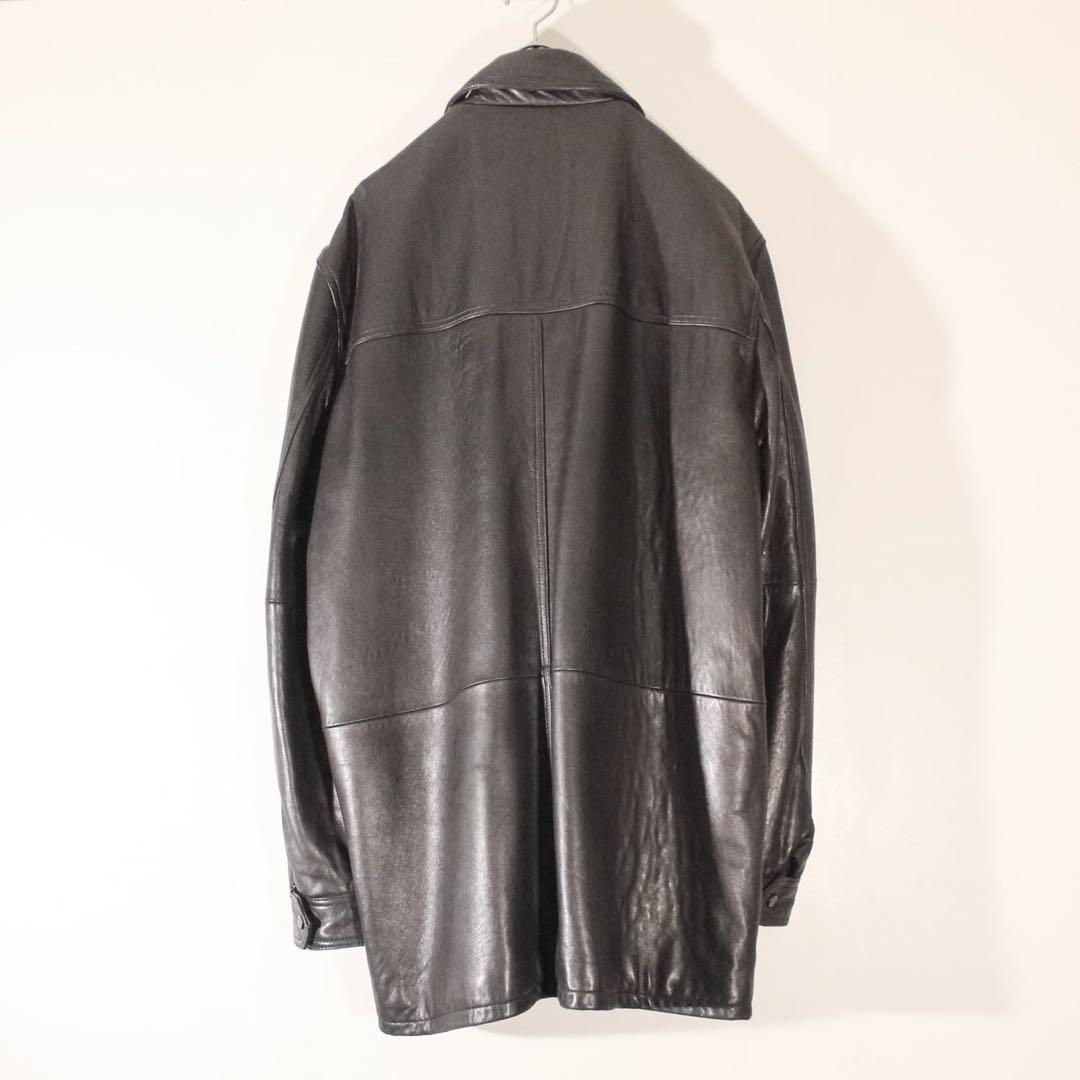 カルバンクライン ラムレザージャケット コートジャケット ロング丈 本革 黒XL