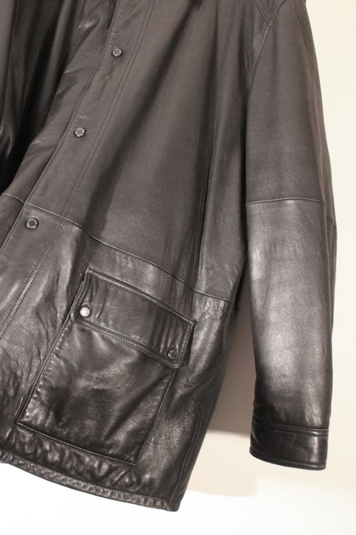 カルバンクライン ラムレザージャケット コートジャケット ロング丈 本革 黒XL