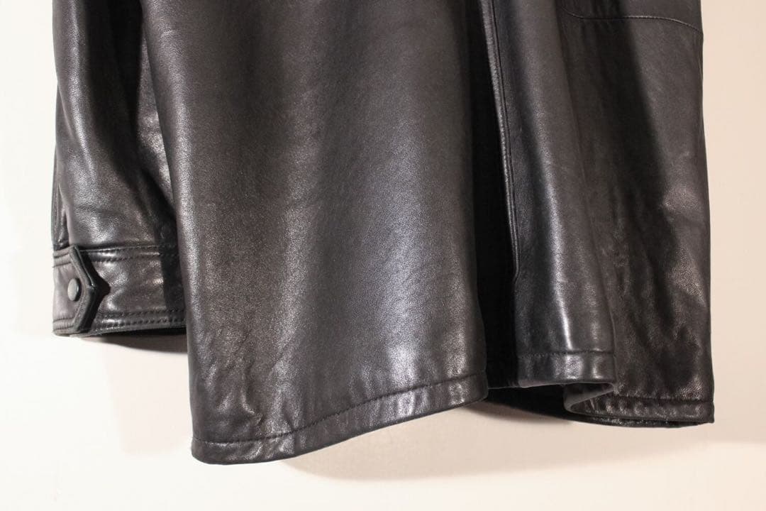 カルバンクライン ラムレザージャケット コートジャケット ロング丈 本革 黒XL