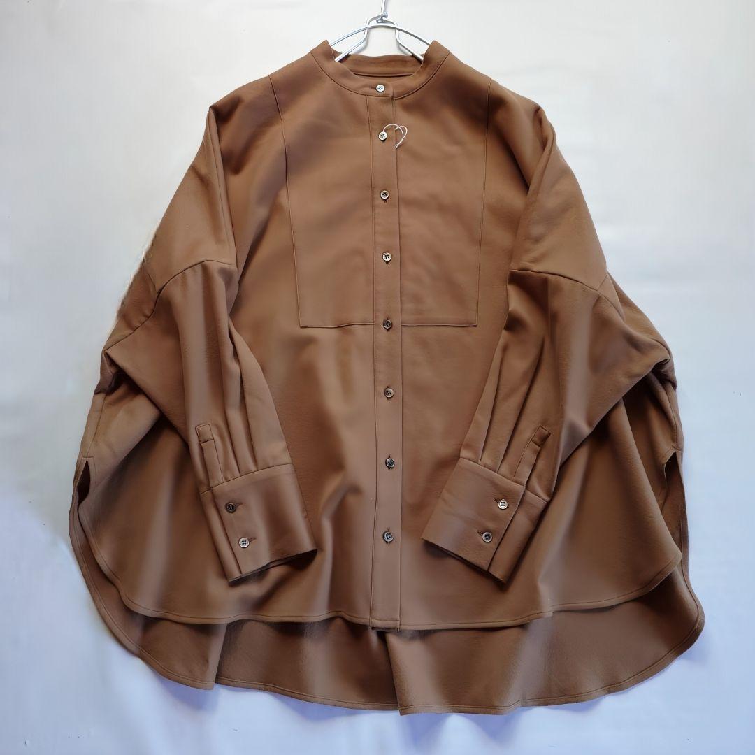 ☘️新品 サクラ SACRA ウール バンドカラー 茶色系 M 長袖 きれいめ