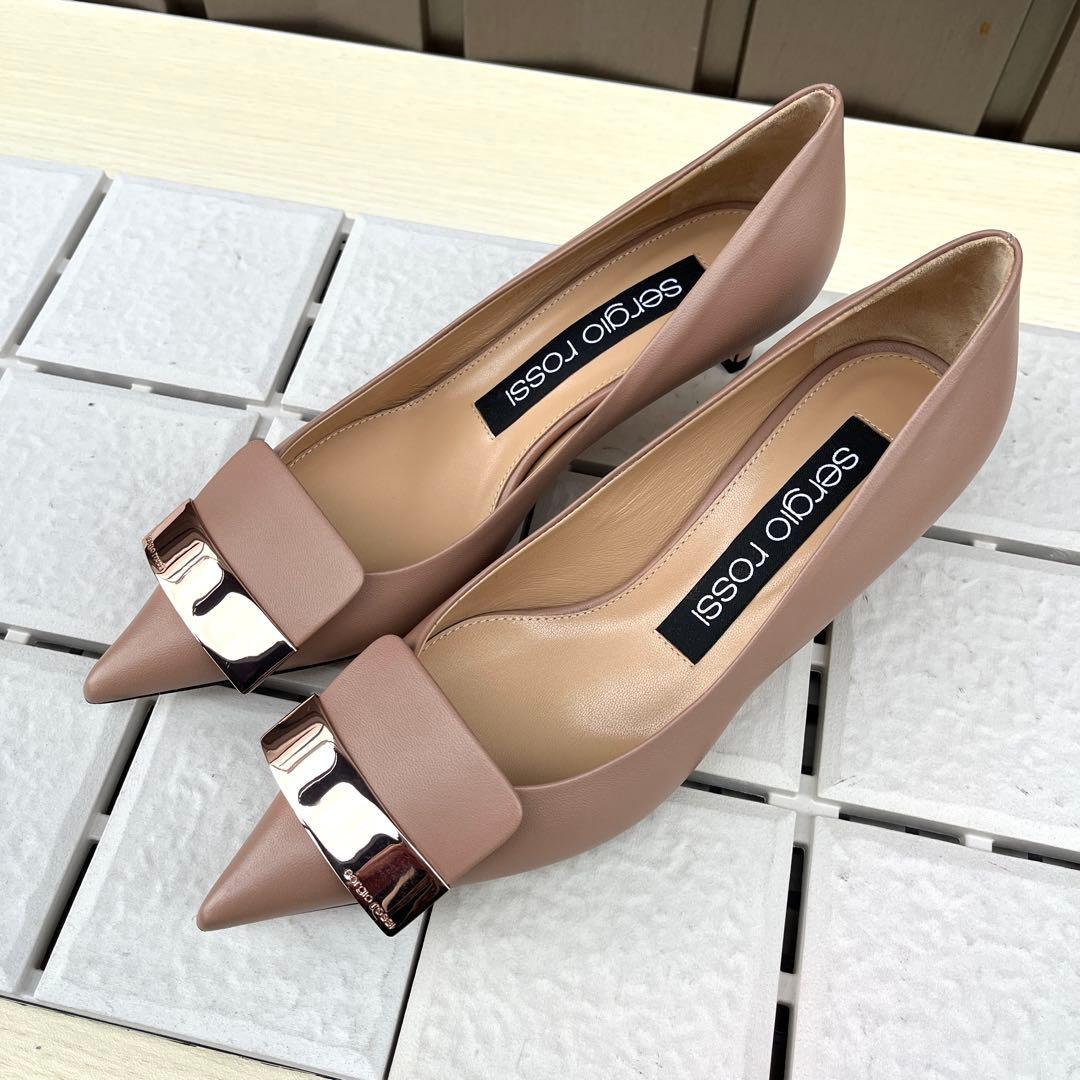 新品 36 Sergio rossi sr1 パンプス ピンク ベージュ　23