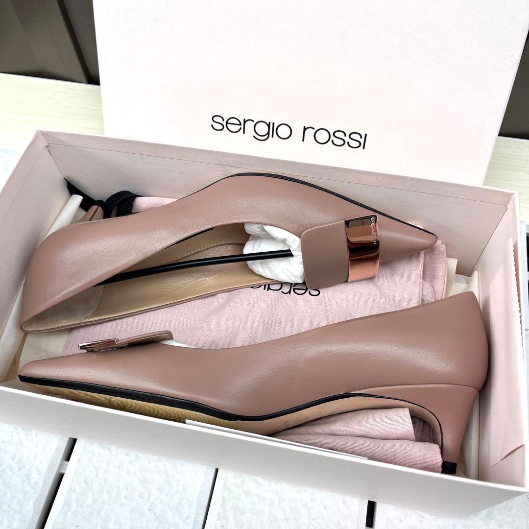 新品 36 Sergio rossi sr1 パンプス ピンク ベージュ　23