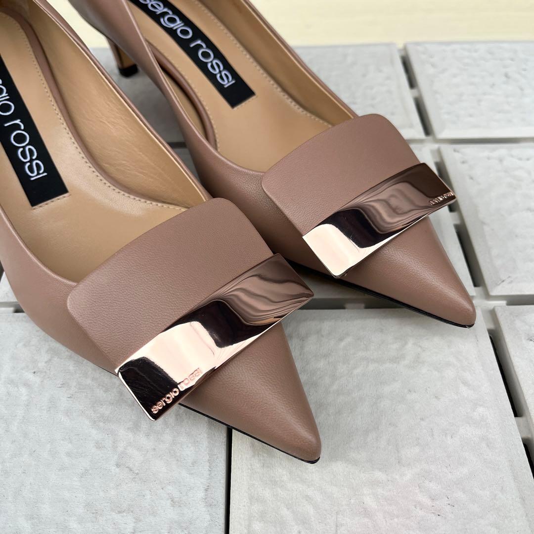 新品 36 Sergio rossi sr1 パンプス ピンク ベージュ　23