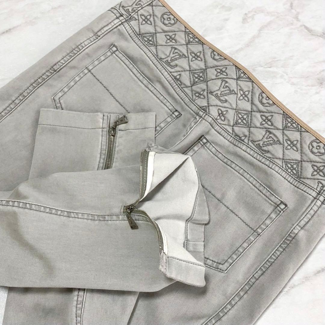 【極美品】ルイヴィトン デニム モノグラム キキルティング レザー グレー 38