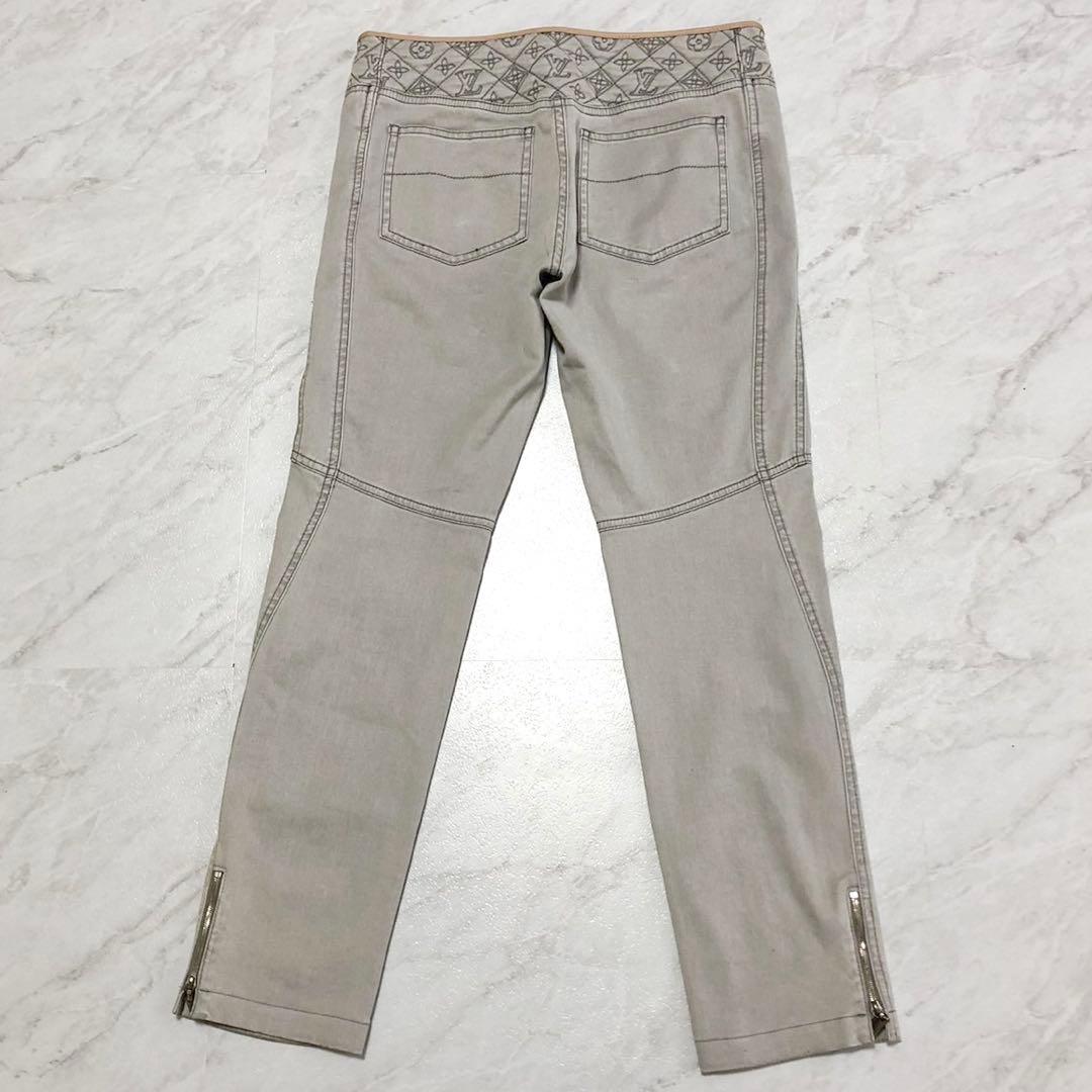 【極美品】ルイヴィトン デニム モノグラム キキルティング レザー グレー 38