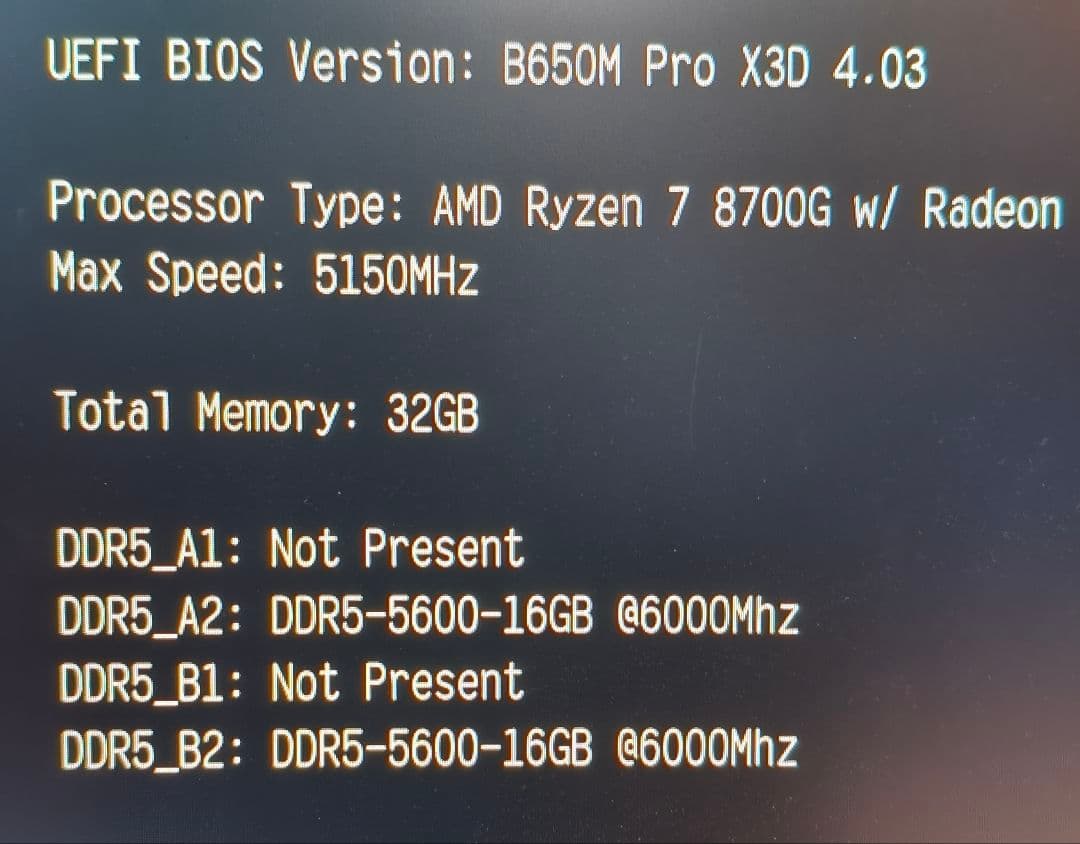 DDR5メモリ 6000MHz 16GB×2