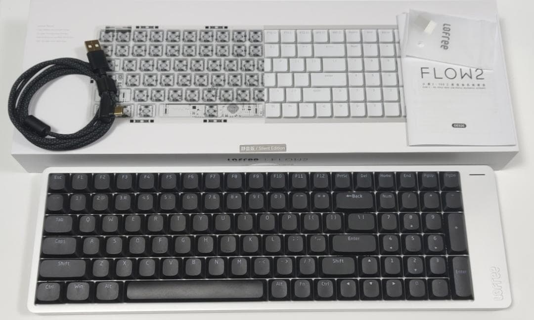 【特別限定カスタム】LOFREE FLOW2シルバー☆100キー☆×静音ピンク軸