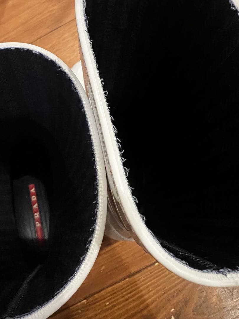 PRADA プラダ　白　ホワイト レインブーツ　37 長靴