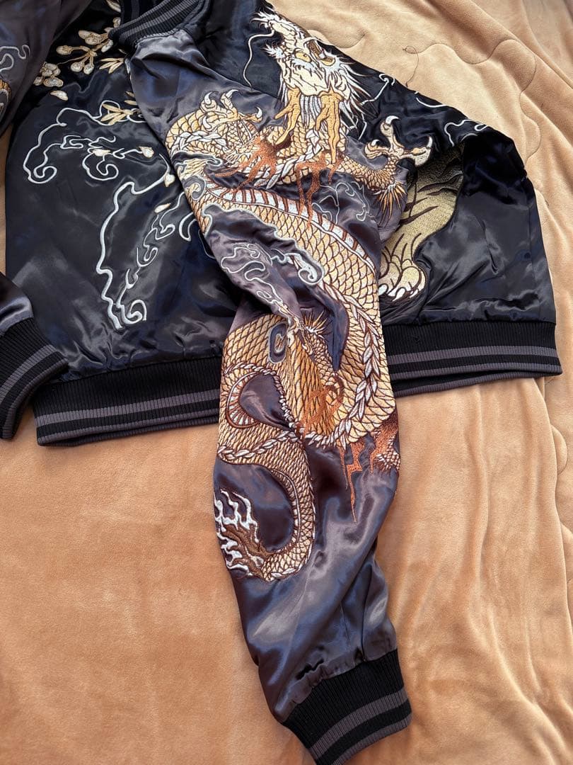 未使用 SUKAJAN 日本虎龍桜 スカジャン silk vintage 美品