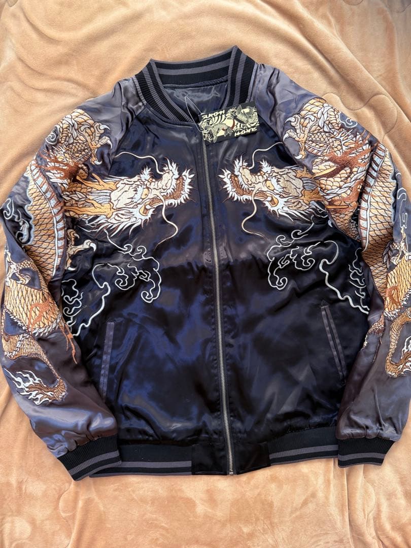 未使用 SUKAJAN 日本虎龍桜 スカジャン silk vintage 美品