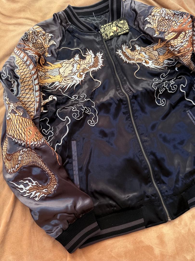 未使用 SUKAJAN 日本虎龍桜 スカジャン silk vintage 美品