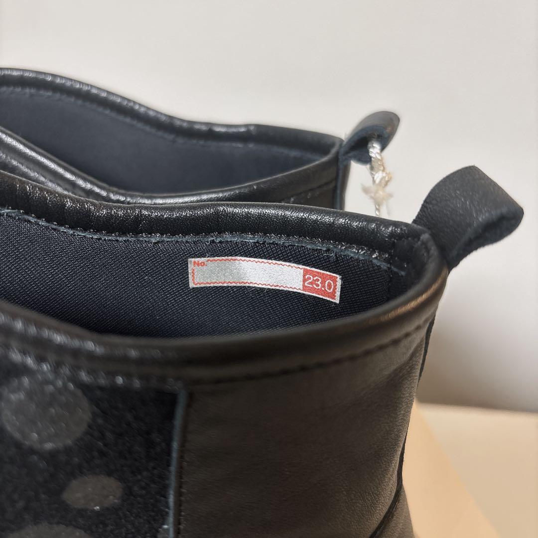 【未使用級】慈雨Jin ショートブーツ ブラック ドット柄 水玉 センソユニコ