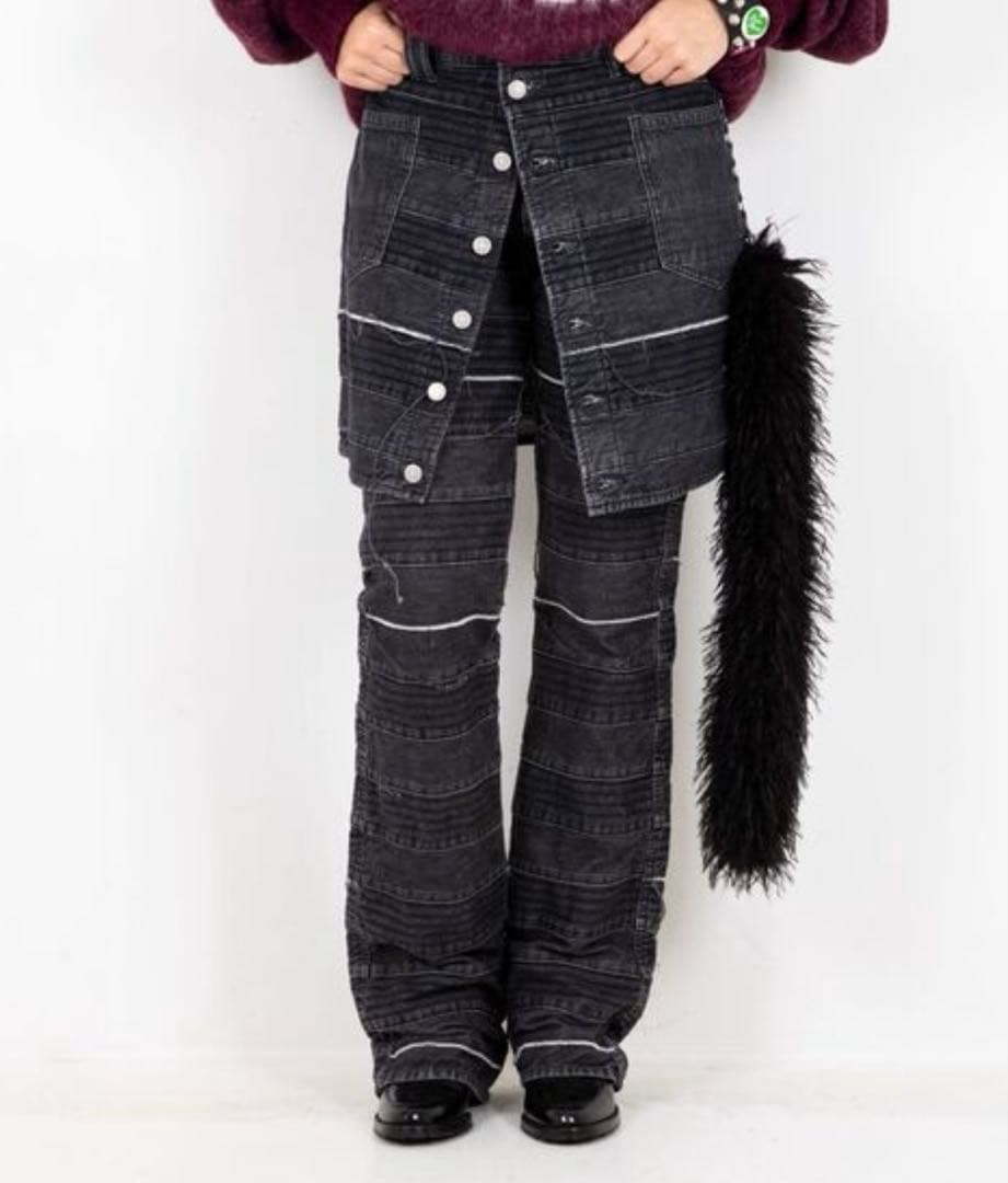 ヒステリックグラマー スクラッチフレアデニムパンツ ブラック 27インチ