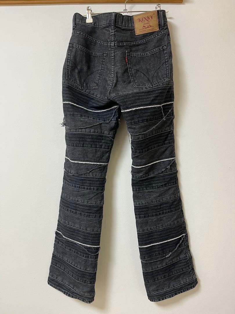 ヒステリックグラマー スクラッチフレアデニムパンツ ブラック 27インチ