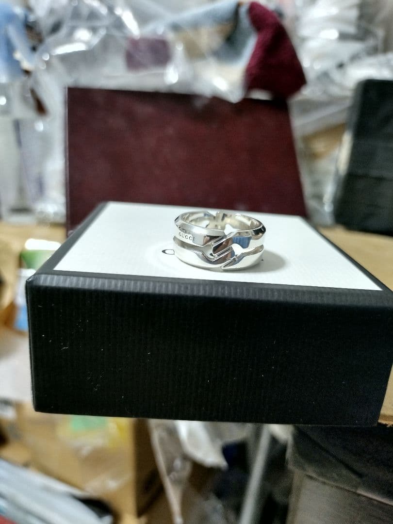 美品 GUCCIグッチ シルバー925 ノットインフィニティワイドリング 23号