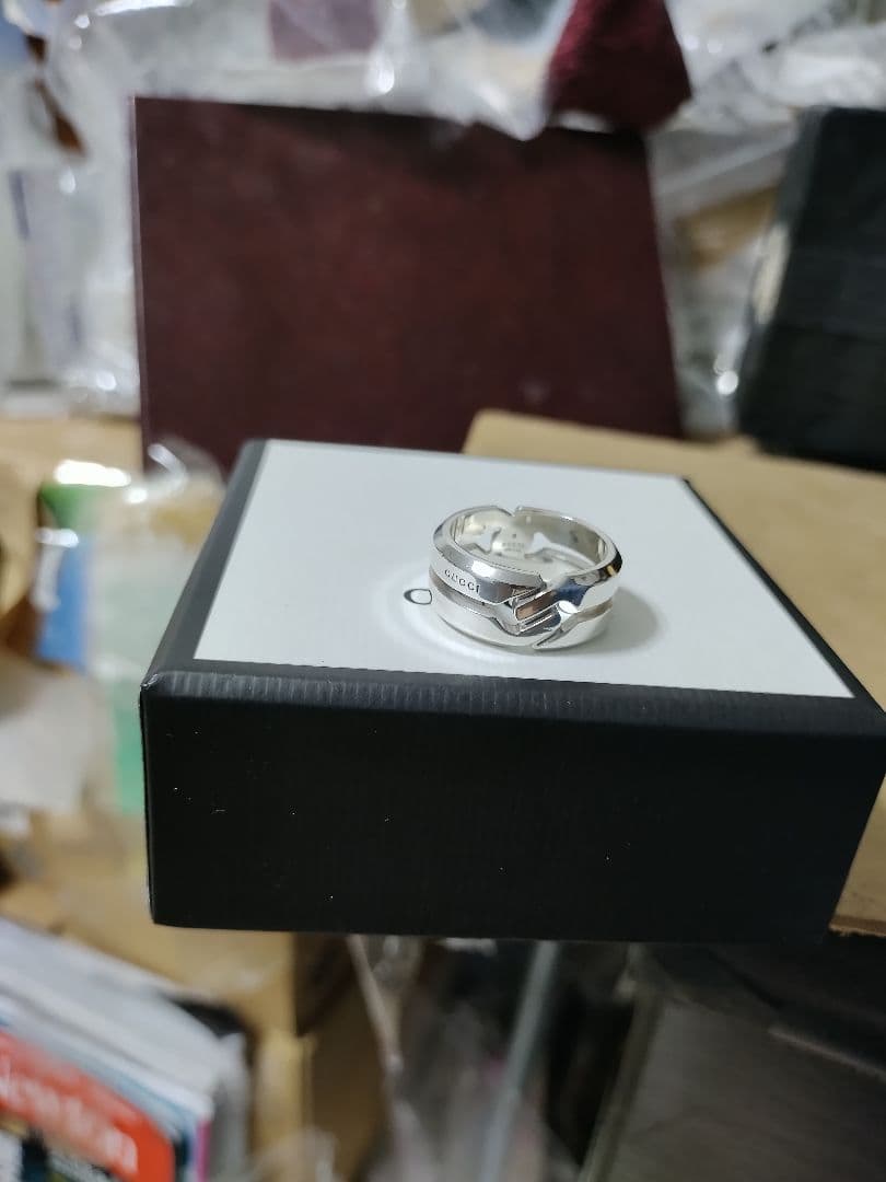 美品 GUCCIグッチ シルバー925 ノットインフィニティワイドリング 23号