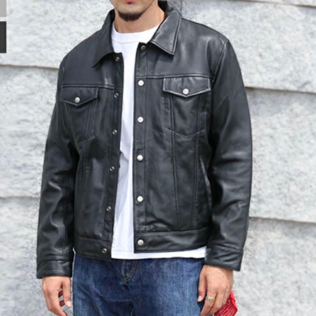 【新品】レザージャケット 本革トラッカージャケット 革ジャンGジャン 924M