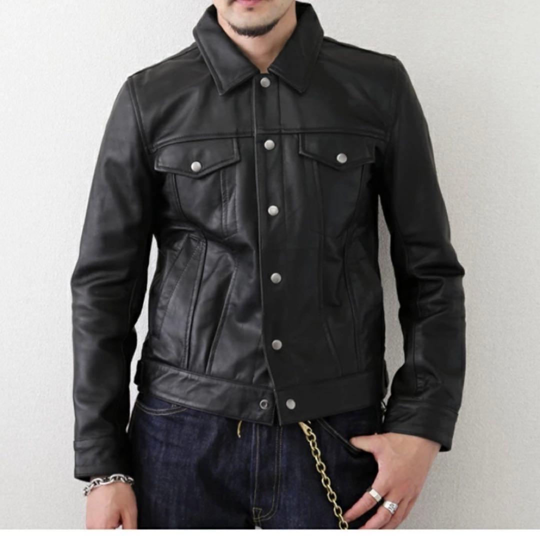 【新品】レザージャケット 本革トラッカージャケット 革ジャンGジャン 924M