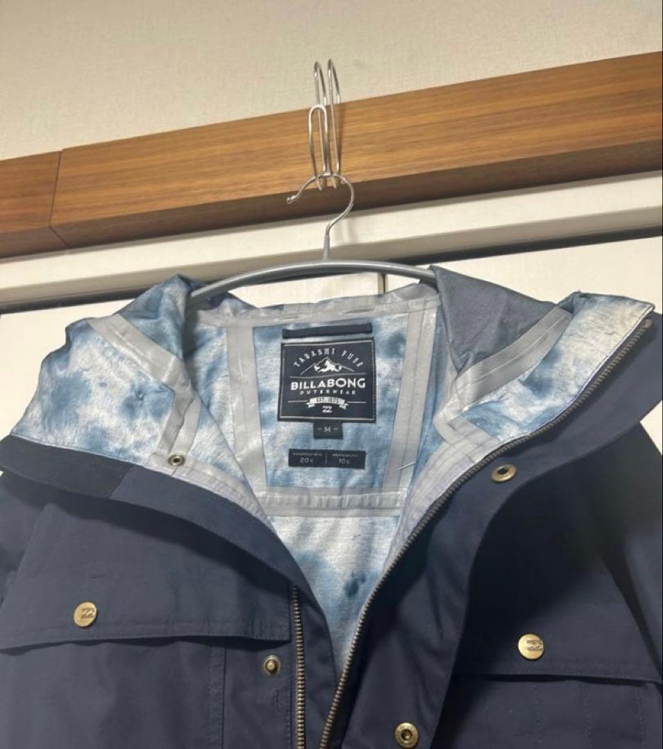 【美品】BILLABONG 上ネイビー ビブパンツ マスタード 上下セット M