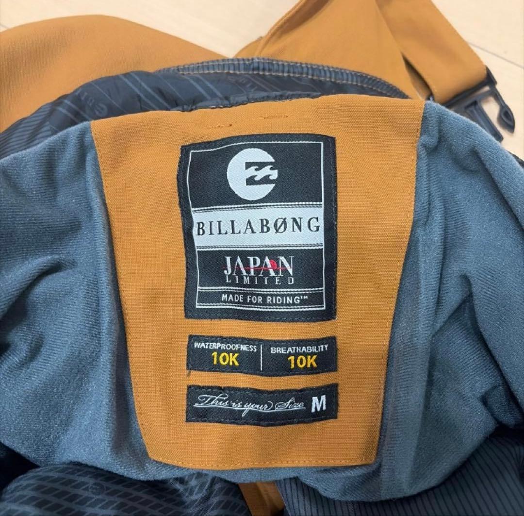 【美品】BILLABONG 上ネイビー ビブパンツ マスタード 上下セット M