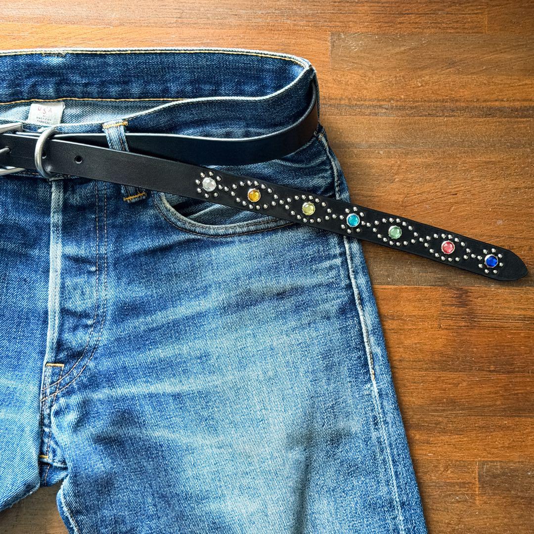 スタッズナローベルトマルチカラー23mm34inch125cm