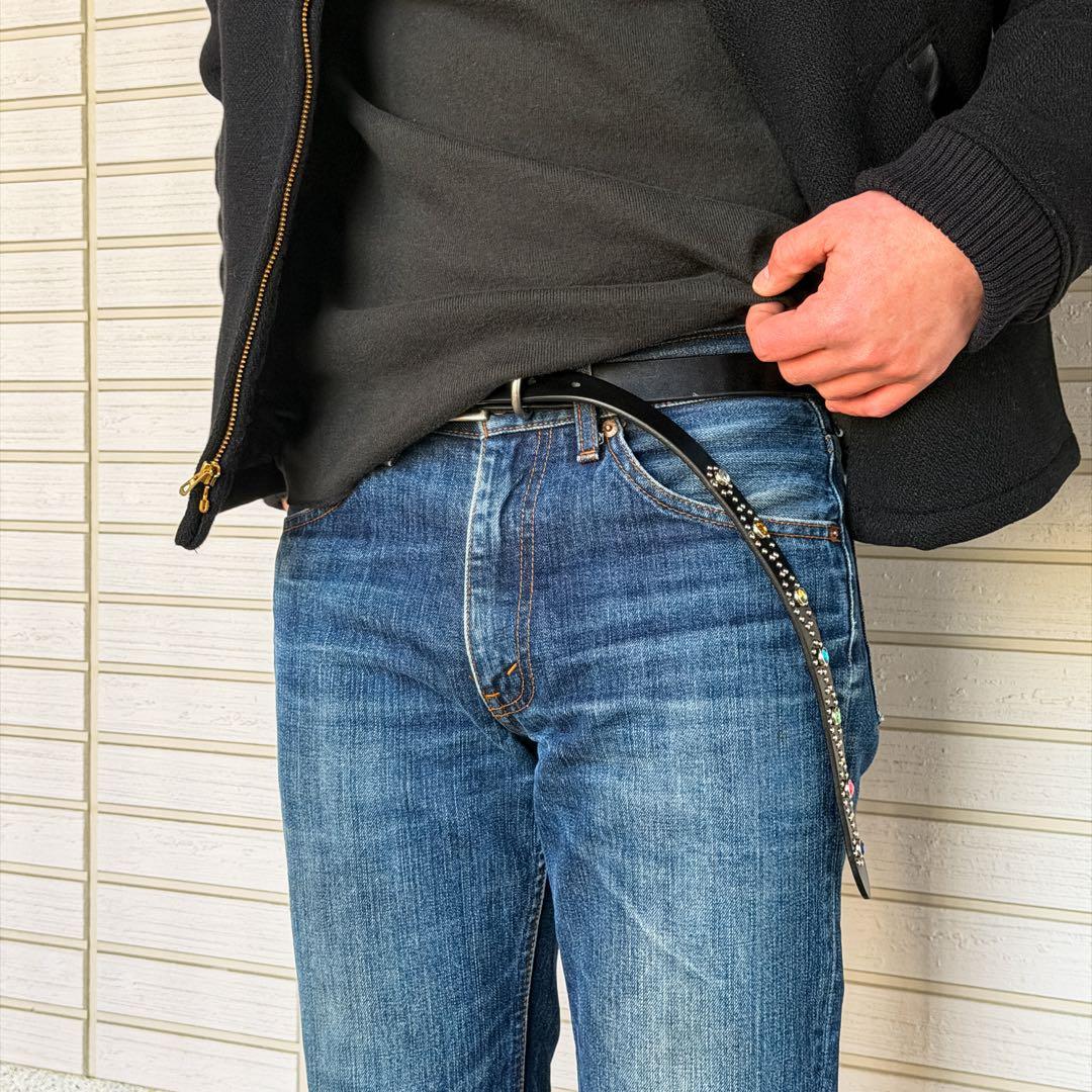 スタッズナローベルトマルチカラー23mm34inch125cm