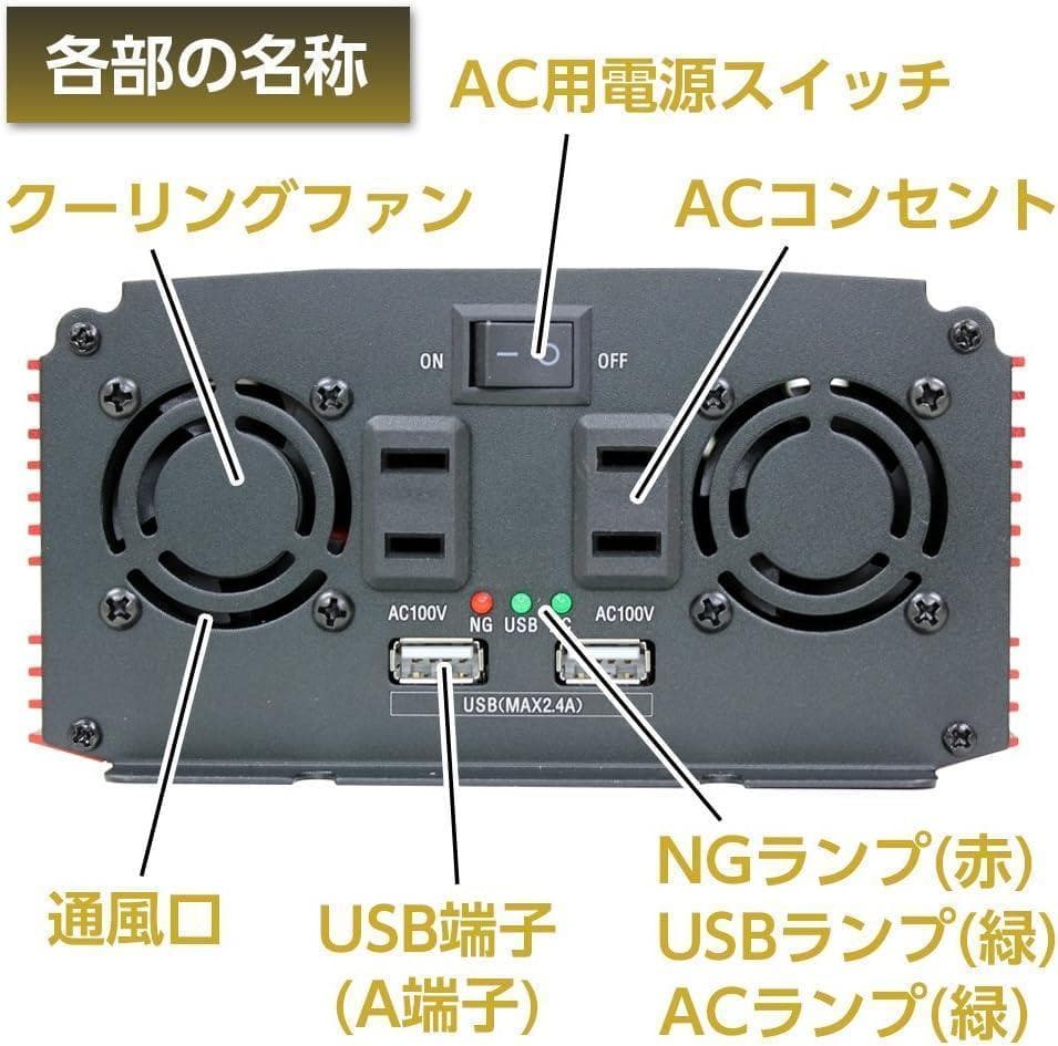 メルテック 車載用 インバーター USB コンセント　24V SIV-1001