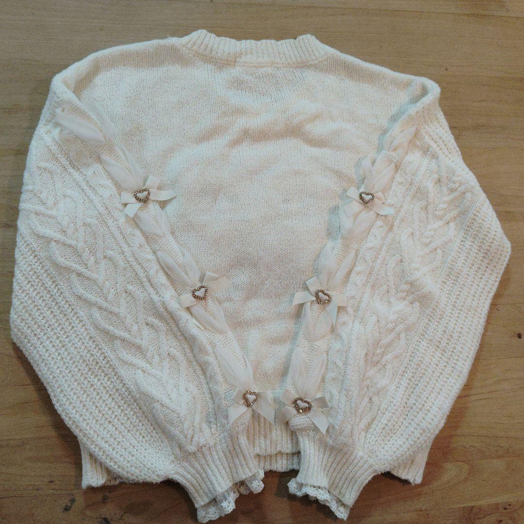 リズリサ LIZ LISA Twin Bears アイボリー長袖くまニット