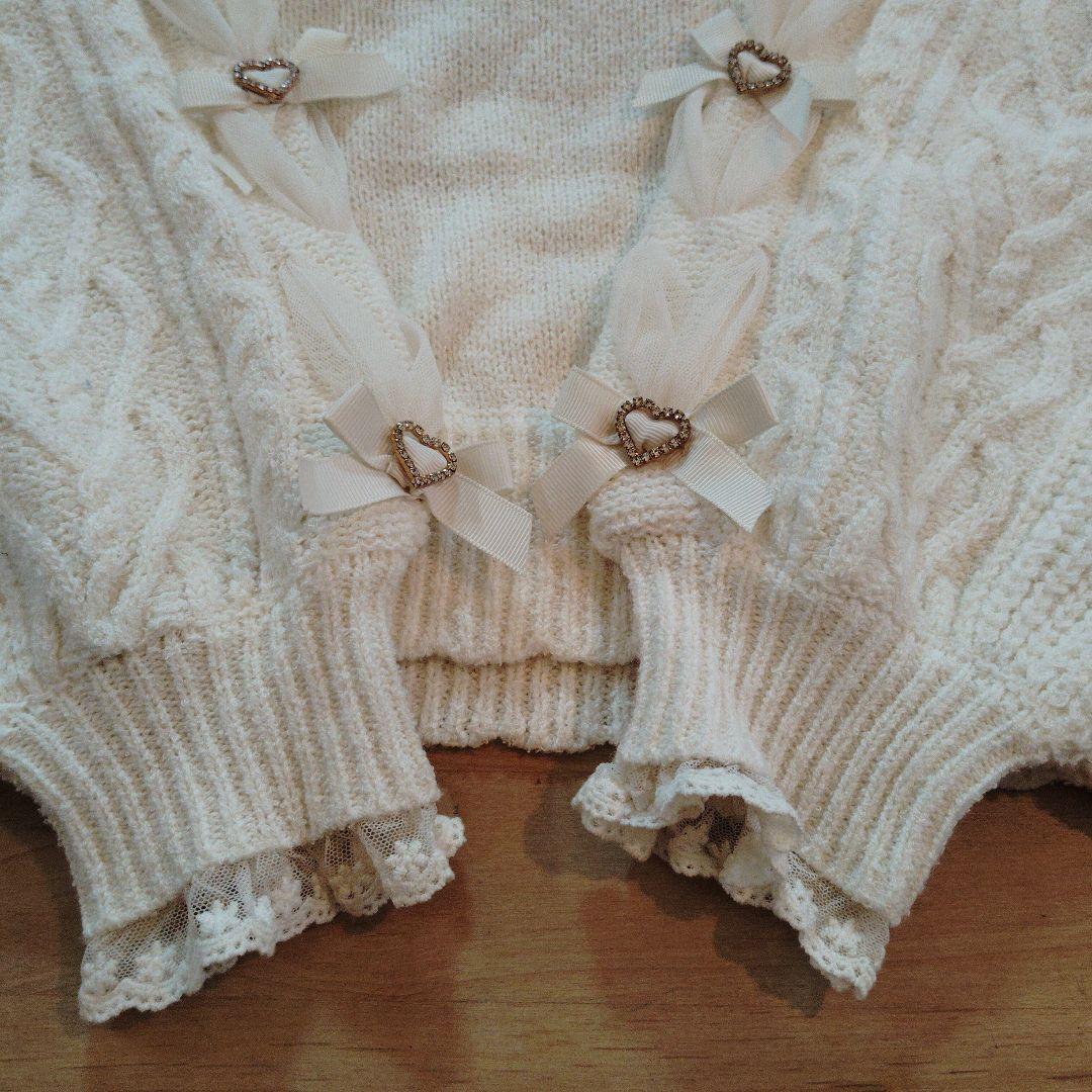 リズリサ LIZ LISA Twin Bears アイボリー長袖くまニット