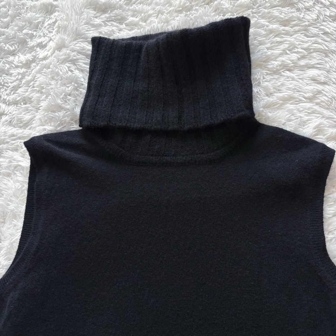 CHANEL カシミヤ100% タートルネック ニットベスト ブラック 38