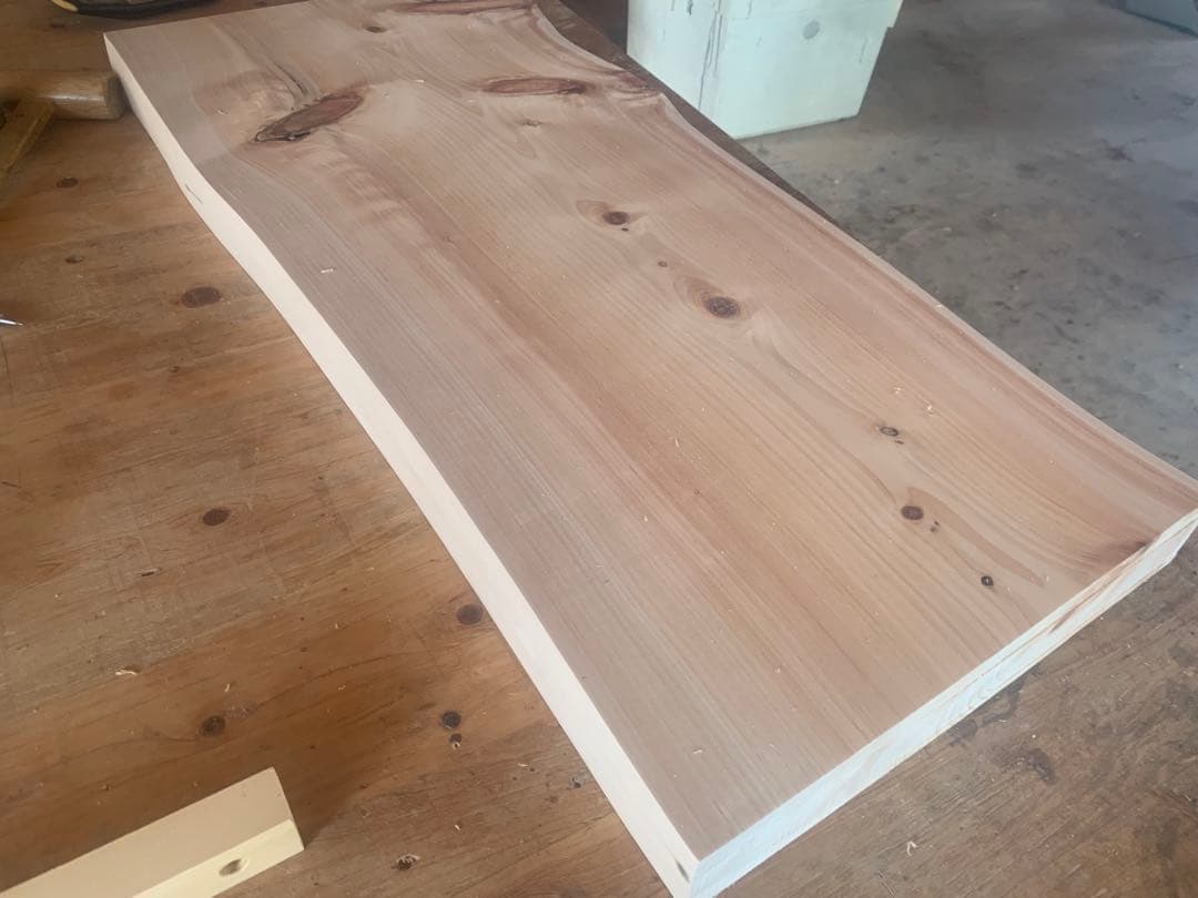 ☆ぺんぎん☆楠円形飾り台、桧片側耳付棚板オーダー製作●確認