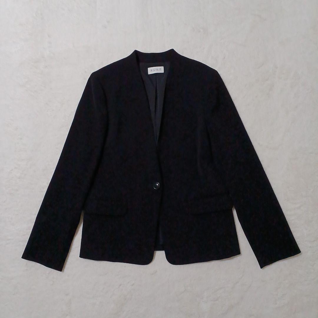 PLST プラステ ノーカラー ジャケット パンツ セットアップ Lブラック 黒