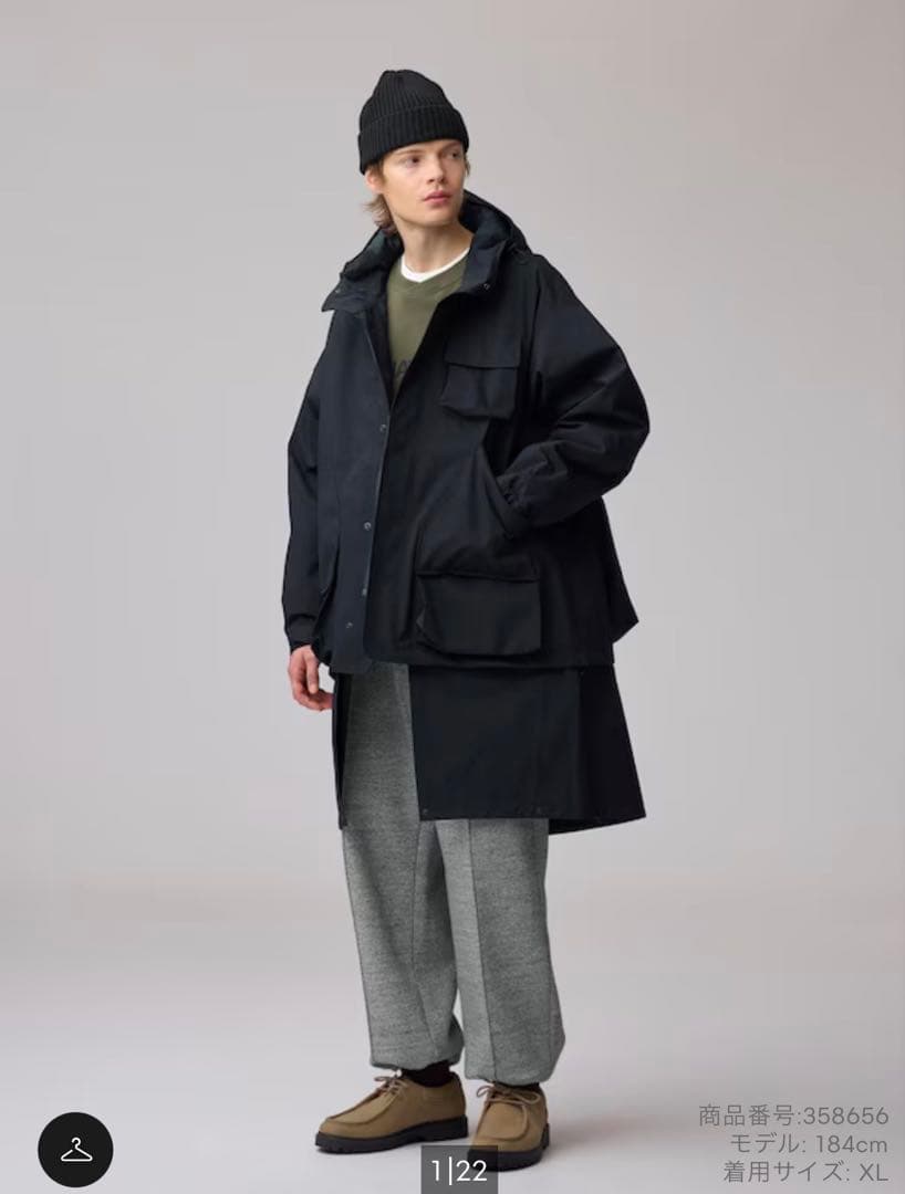 パデッドシェルパーカー　GU XL ネイビー