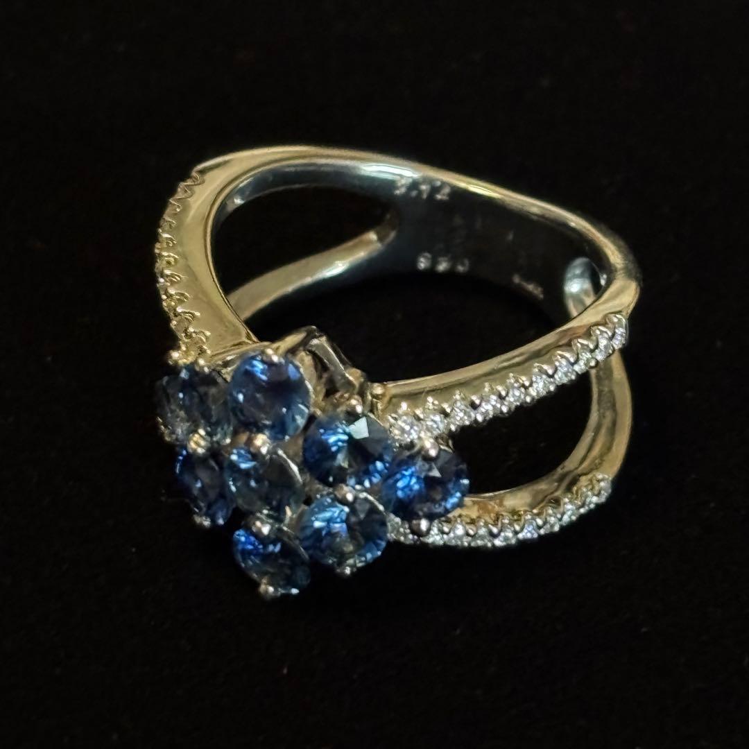 トトロ　K18WG サファイア 2.14ct ダイヤモンド 0.25ct