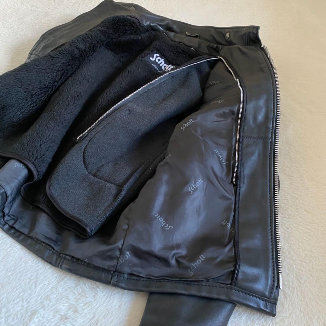 schott ライナー付き　ライダースジャケット　レザー　黒　36 USA製