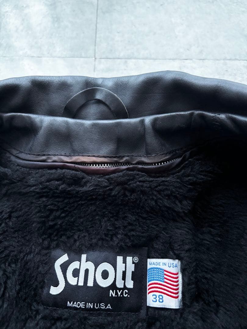 USA製　Schott シングルライダースジャケット　牛革　643 サイズ38