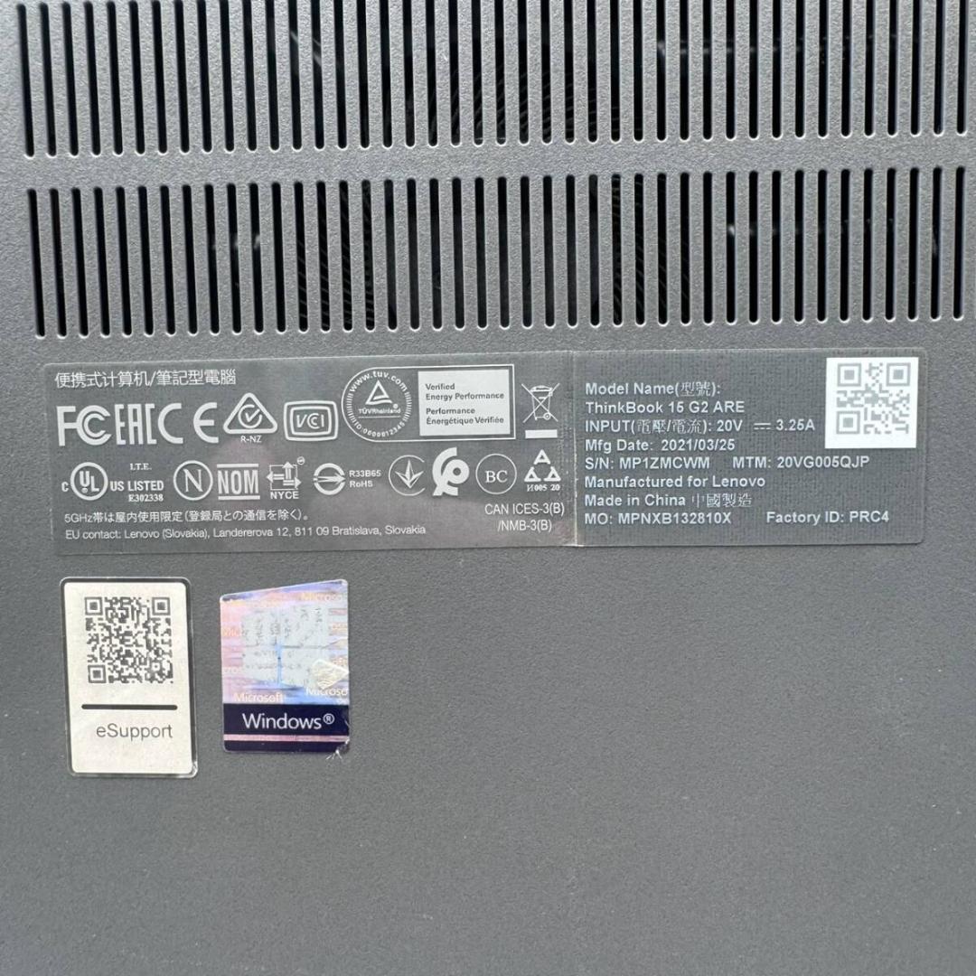 Windowsノート本体 Lenovo ThinkBook 15 G2 ARE 256GB Win11
