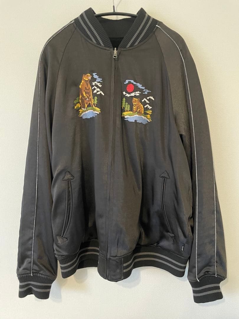 希少 グラム スカジャン ブラック 刺繍 熊 リバーシブル