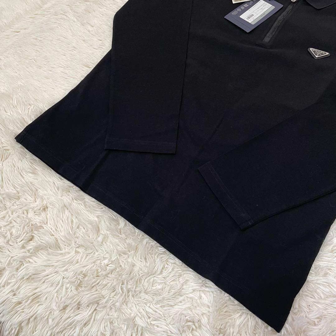 新品 プラダ ピケ トライアングル RE-NYLON 長袖シャツ 黒 L メンズ